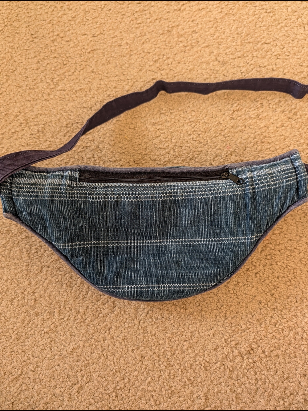 Padded Y2K Embroidered Denim Fanny Pack with Multicolor Southwest Front Panel - Picture 3 of 4